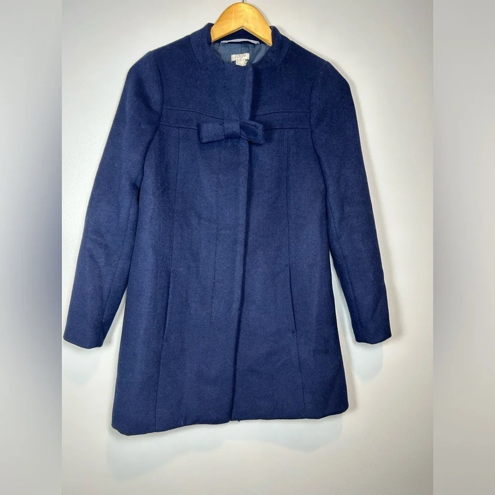 J. Crew Classic Navy Wool-blend Bow-front coat - Picture 7 of 11